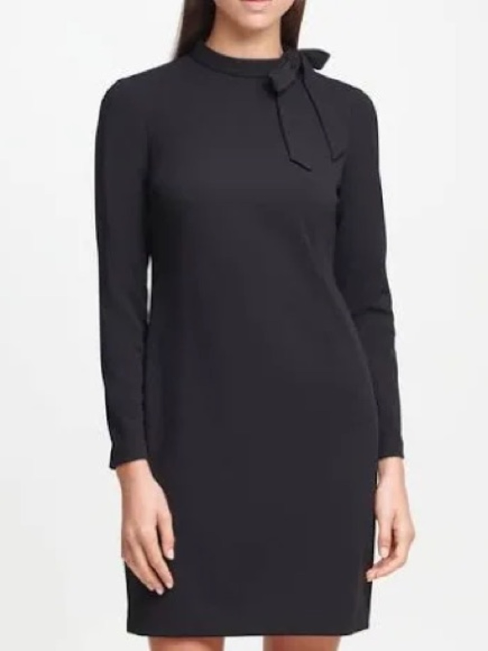 Calvin Klein Black Long-Sleeve Bow-Neck Sheath Dress 2P